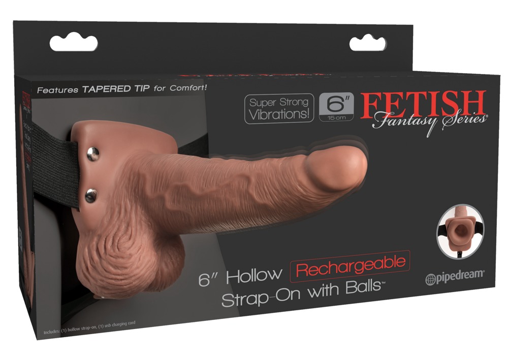 6" Hollow Rechargeable Strap-on with Balls