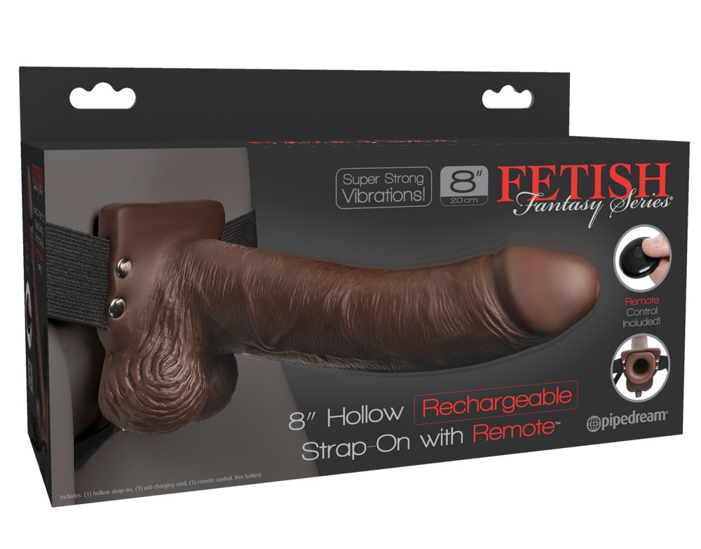 8“ Hollow Rechargeable Strap-on with Remote