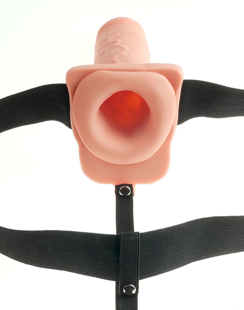 7“ Hollow Rechargeable Strap-on with Balls
