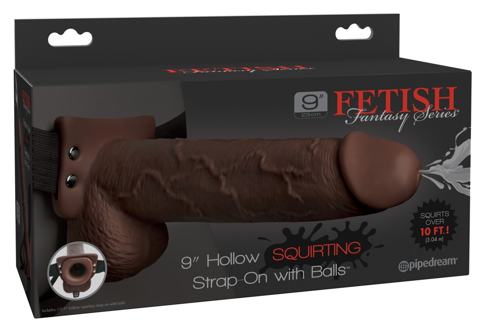 9" Hollow Squirting Strap-on with Balls