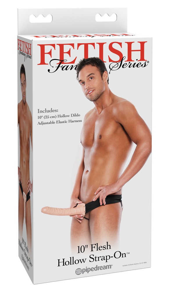 10" Flesh Hollow Strap-on