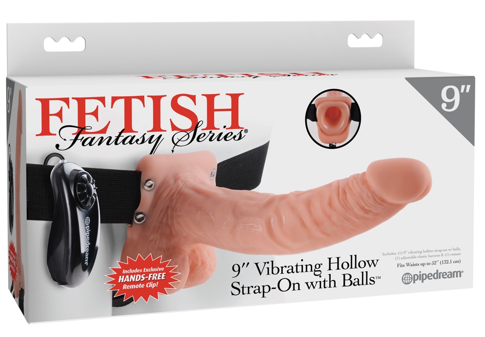 9 " Vibrating Hollow Strap-on with Balls